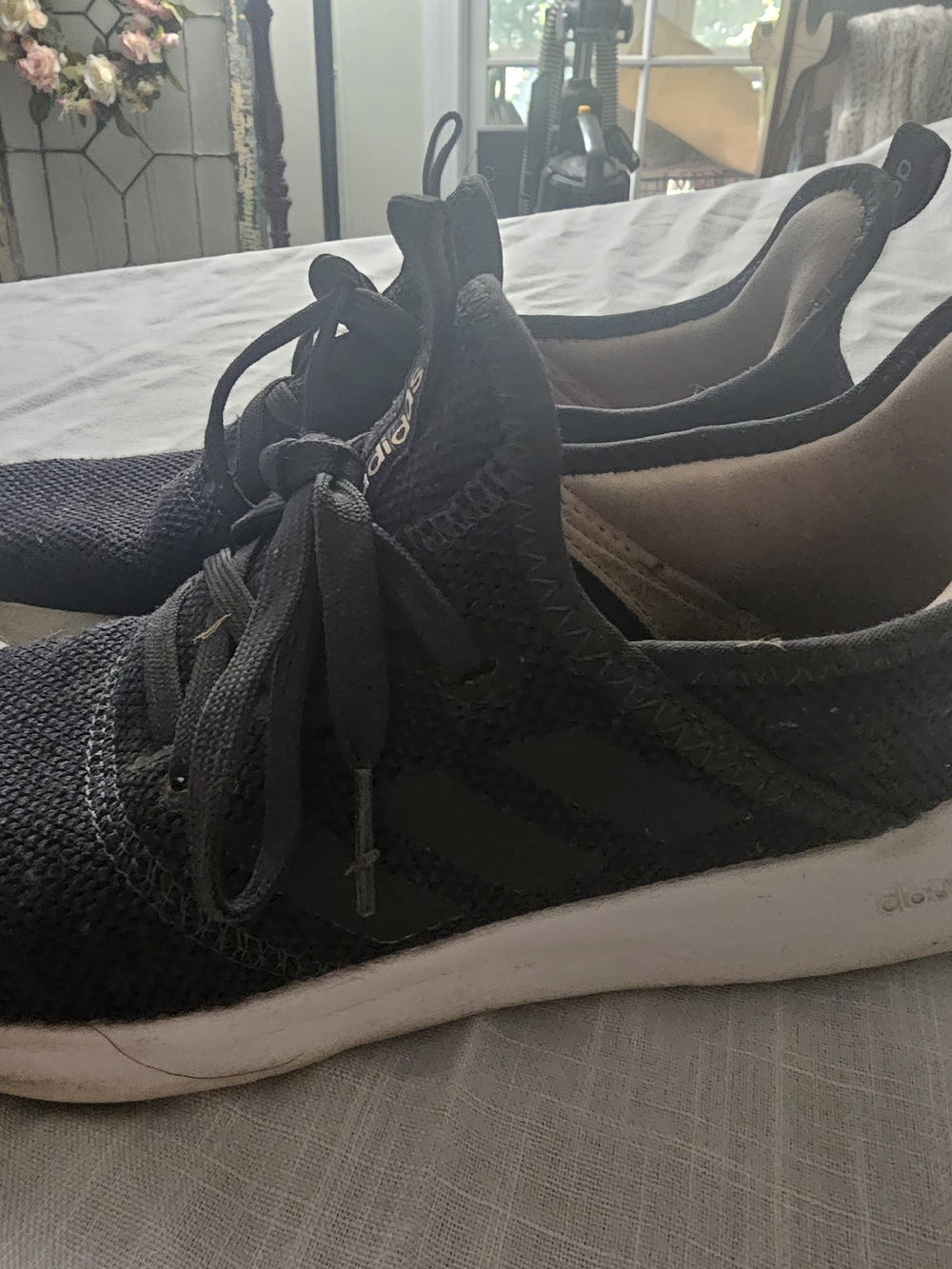 adidas Women's Black Knit Athletic Lace-Up Sneakers